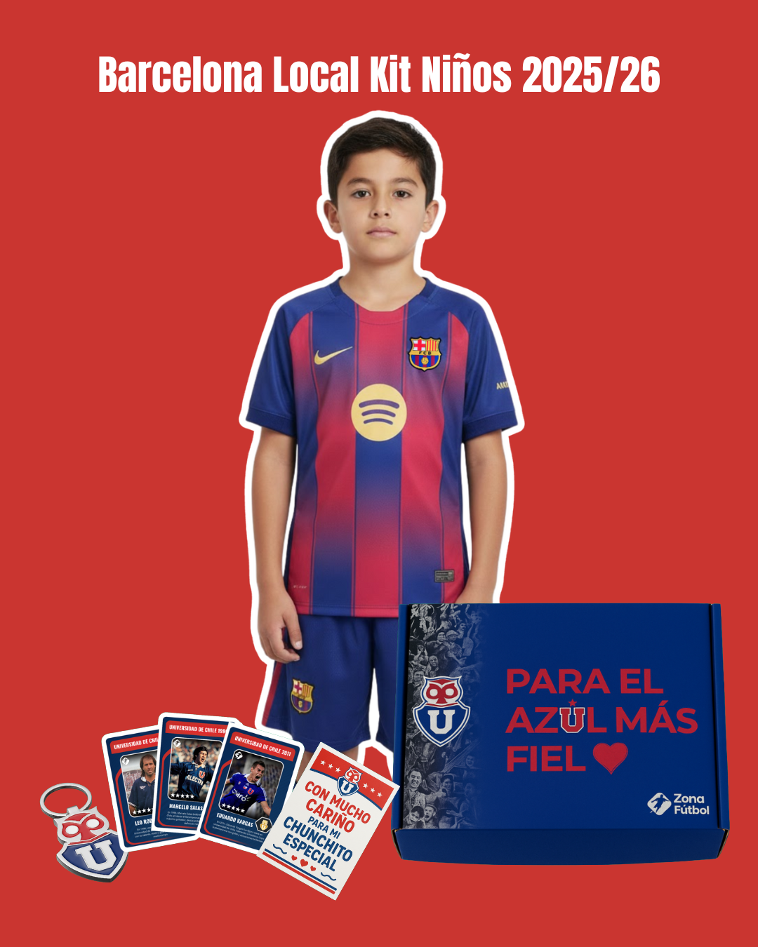 👦🏻 Caja Regalo U. de Chile - Edición Niño "Para mi Chunchito más fiel" 💙