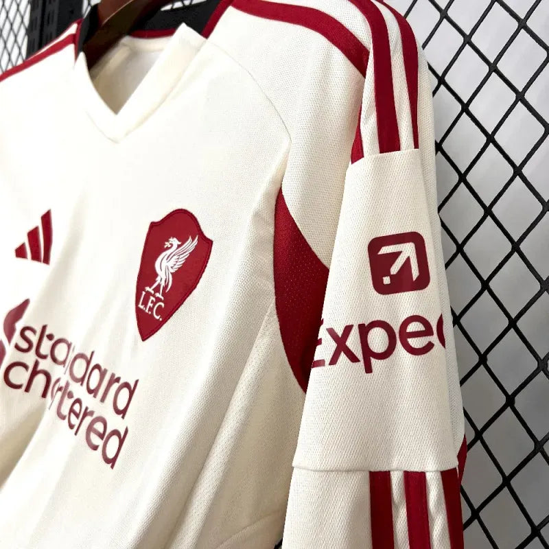 Camiseta Liverpool Visita Manga Larga 2025/26 Versión Fan