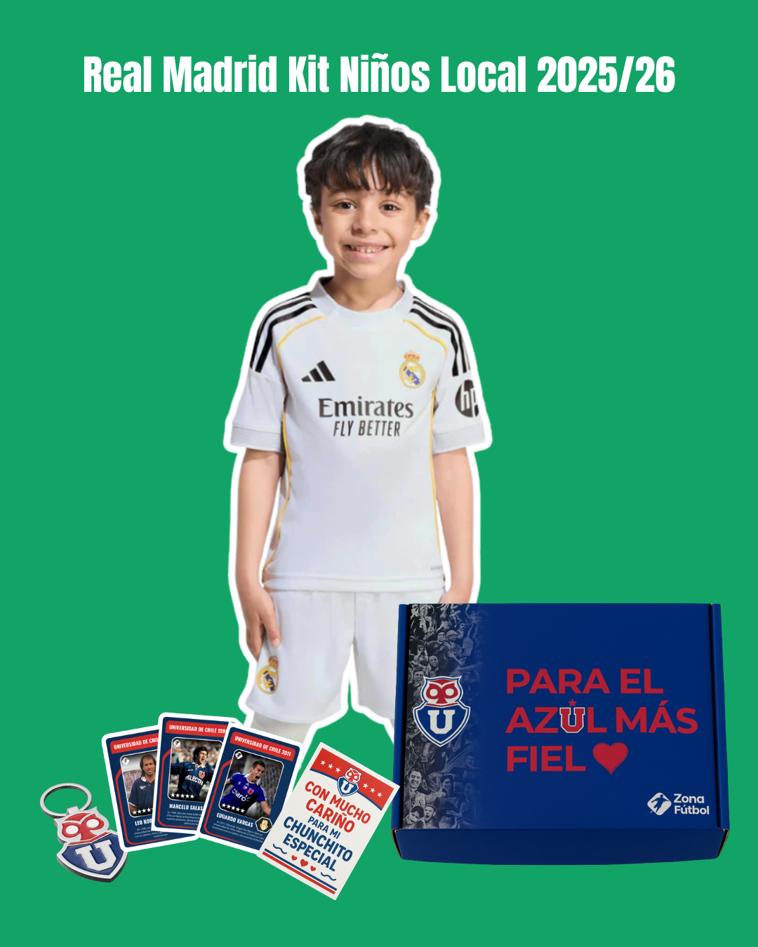 👦🏻 Caja Regalo U. de Chile - Edición Niño "Para mi Chunchito más fiel" 💙