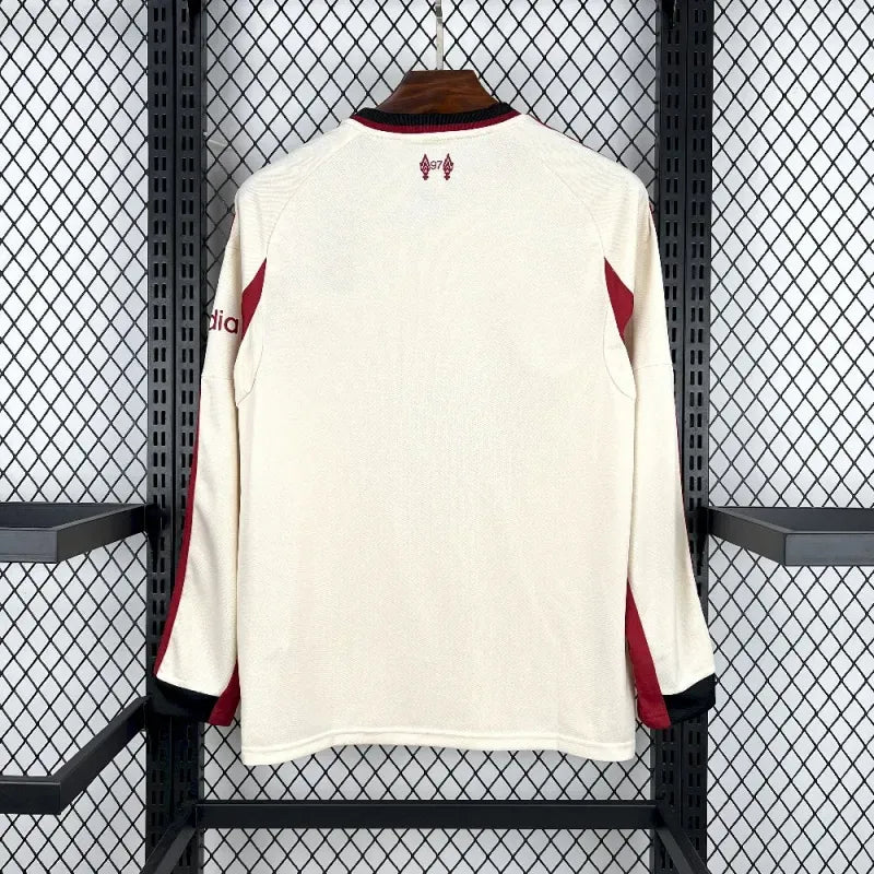 Camiseta Liverpool Visita Manga Larga 2025/26 Versión Fan