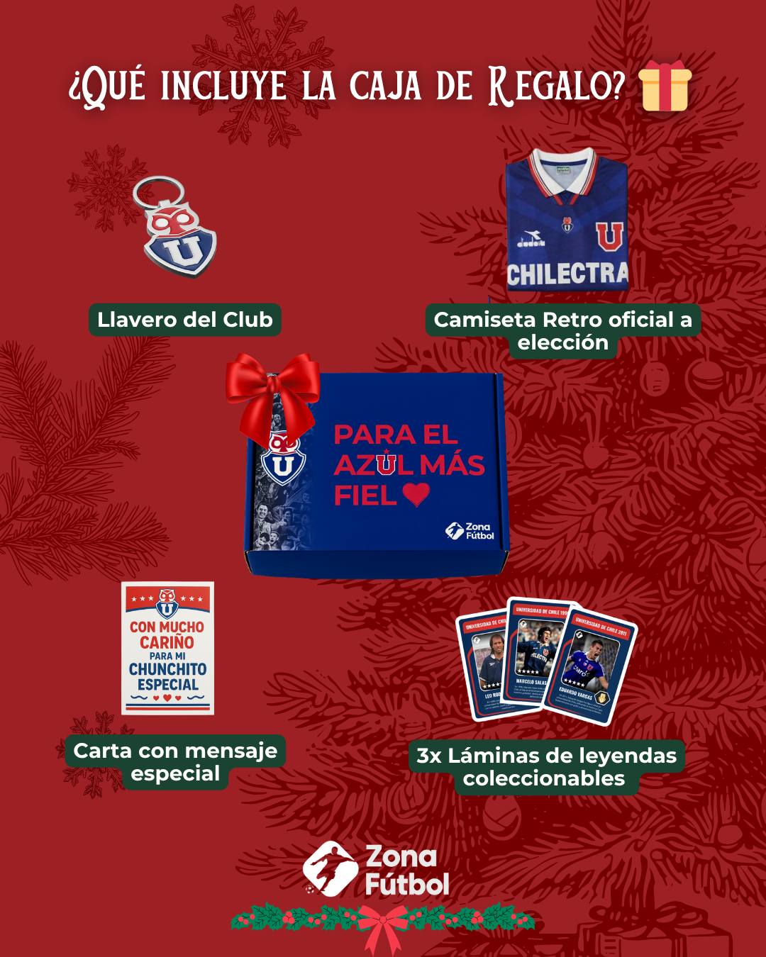 👦🏻 Caja Regalo U. de Chile - Edición Niño "Para mi Chunchito más fiel" 💙