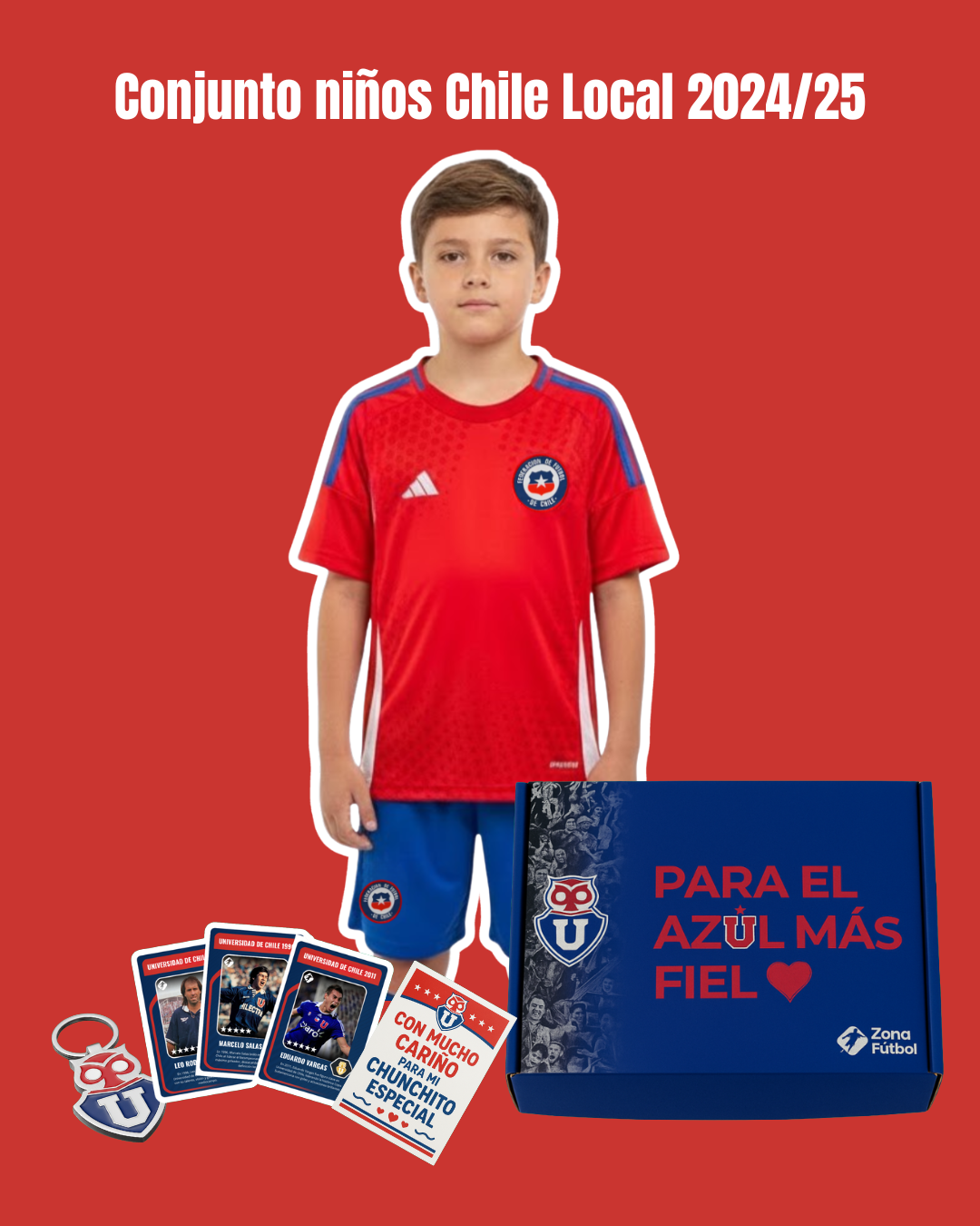 👦🏻 Caja Regalo U. de Chile - Edición Niño "Para mi Chunchito más fiel" 💙