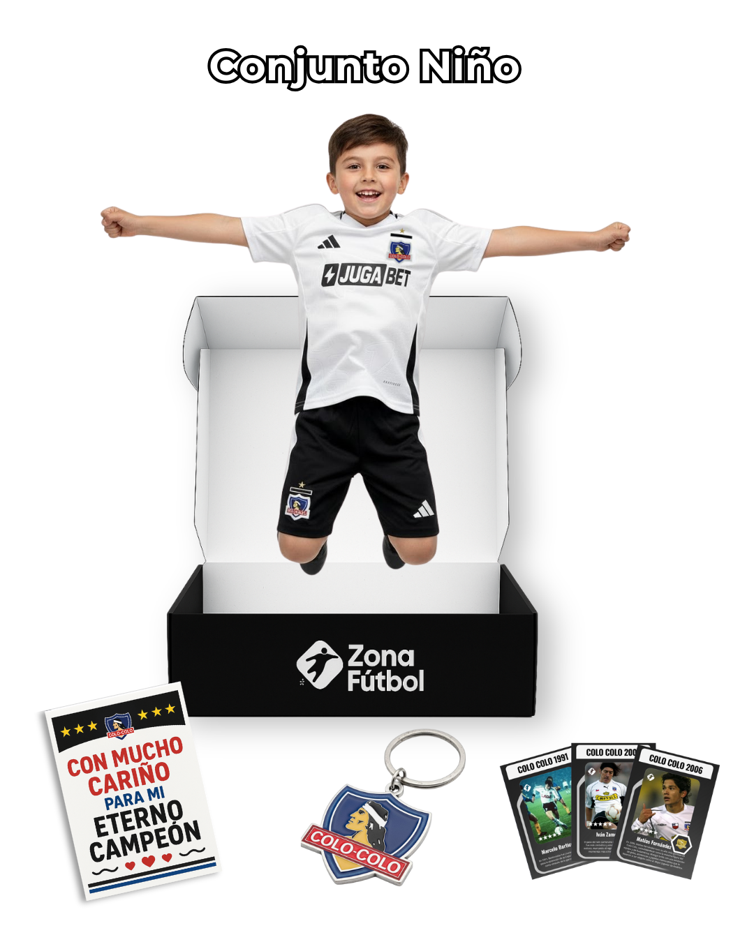 👦🏻 Caja Regalo Colo Colo – Edición Niños “Para mi Eterno Campeón” ⚫⚪